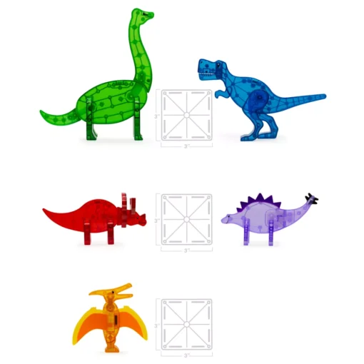 Magnetická stavebnica Magna Tiles Dinos 5 dielov-Oma & Luj